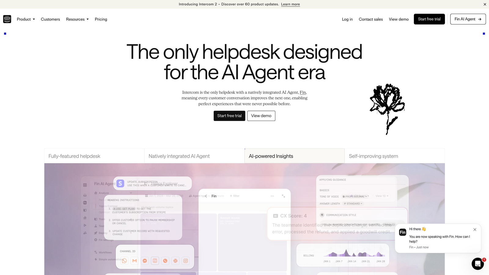 Screenshot of Intercom website