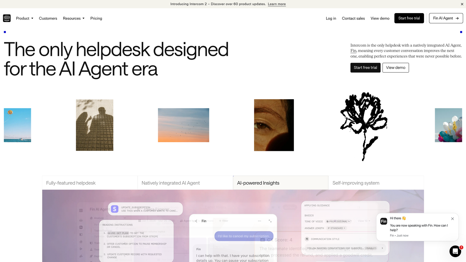 Screenshot of Intercom website