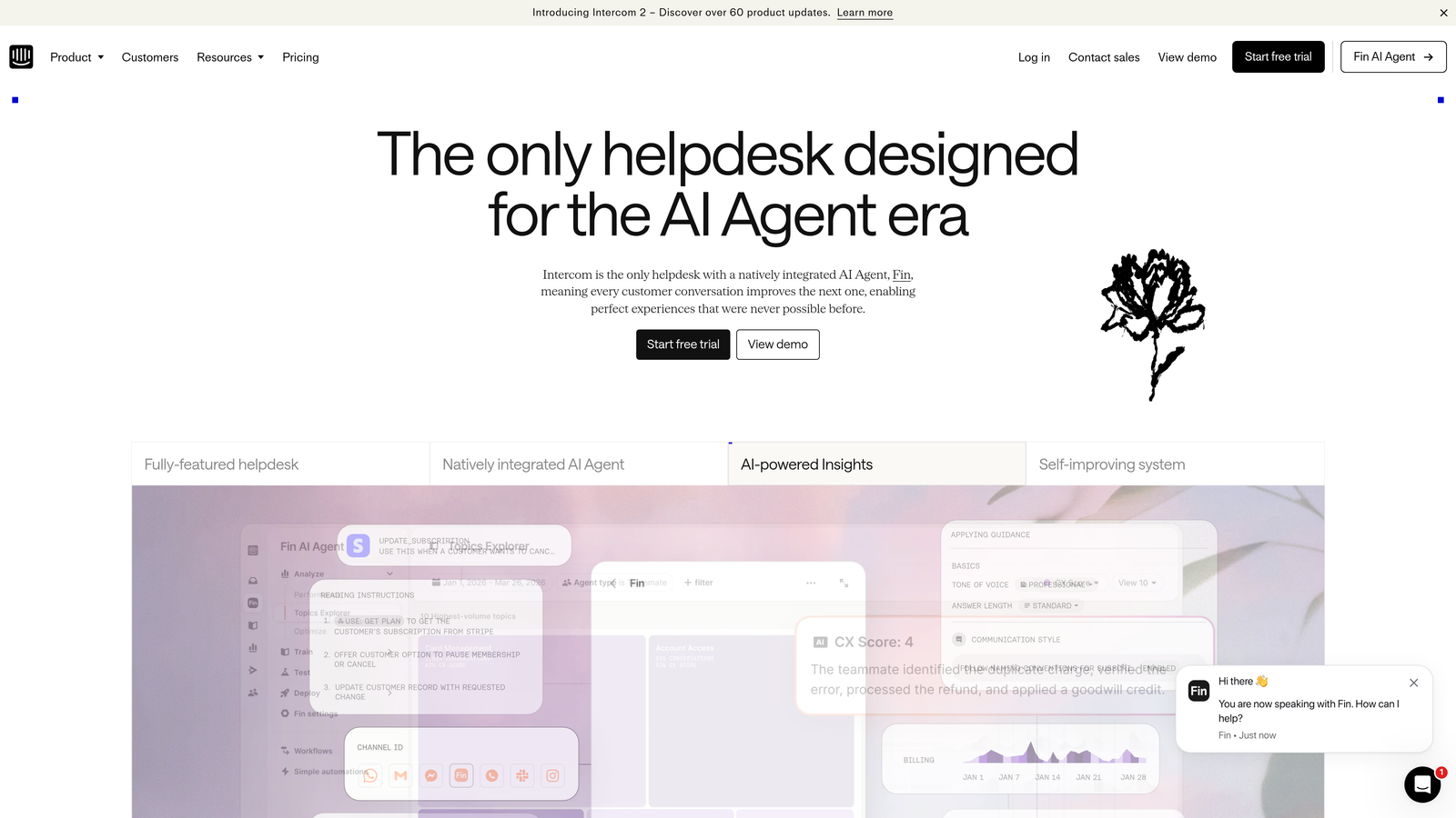Screenshot of Intercom website