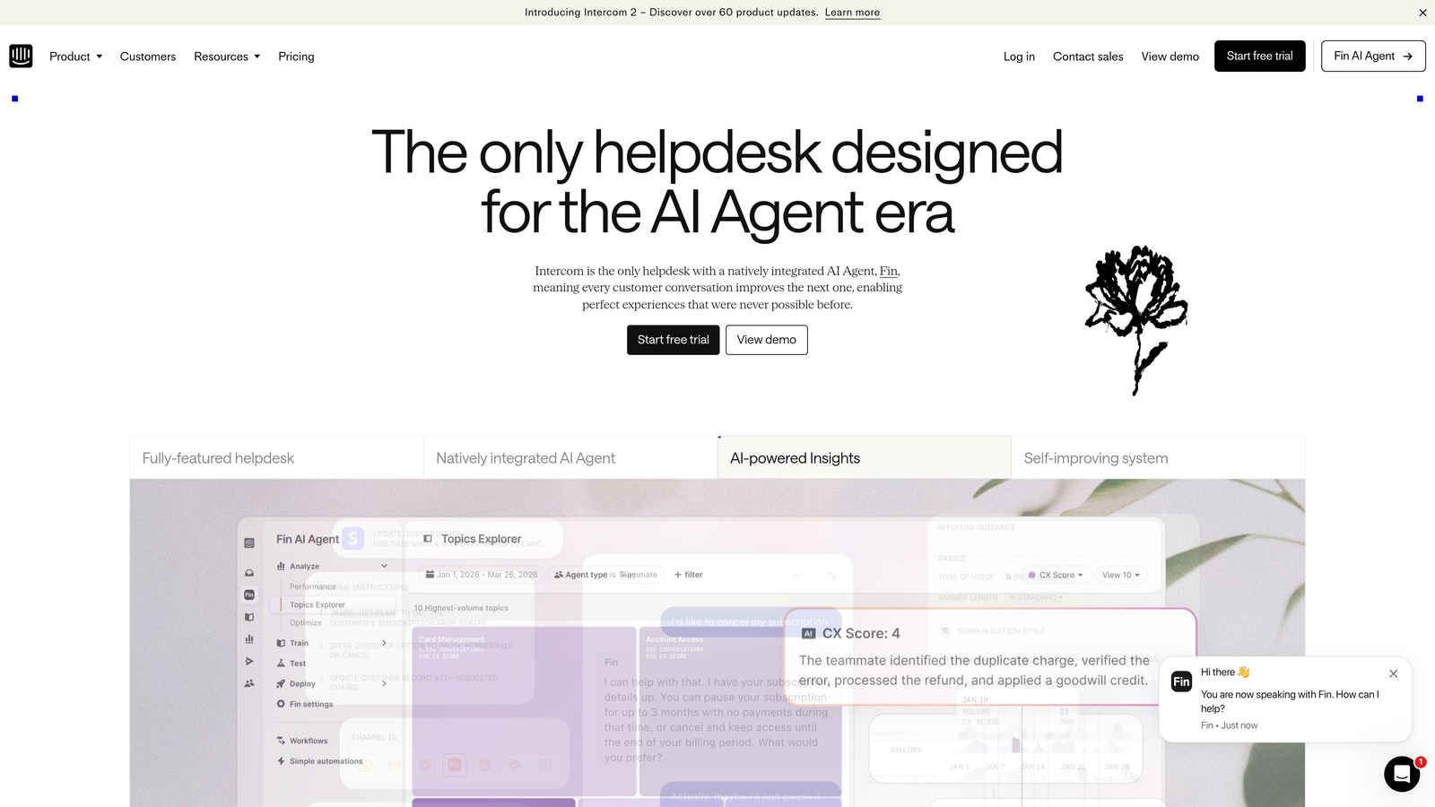 Screenshot of Intercom website