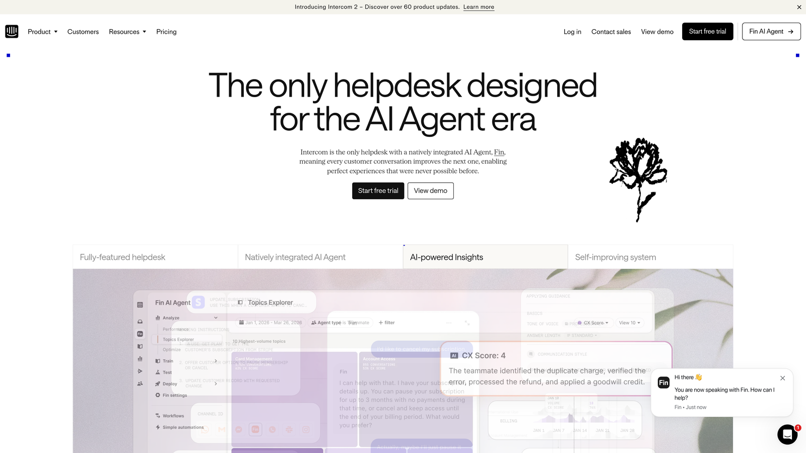 Screenshot of Intercom website