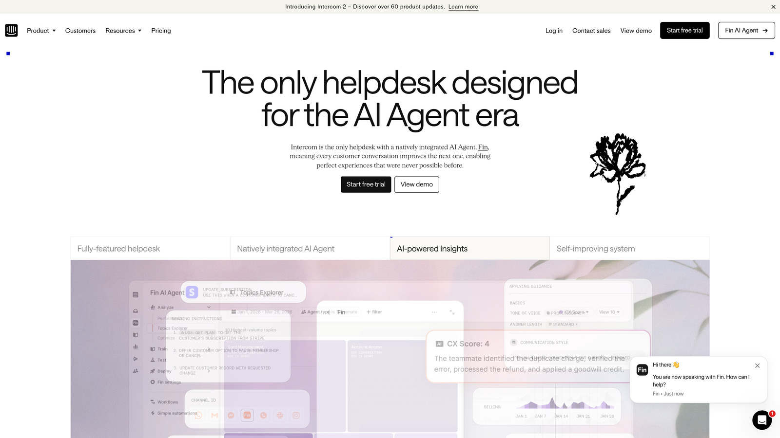 Screenshot of Intercom website