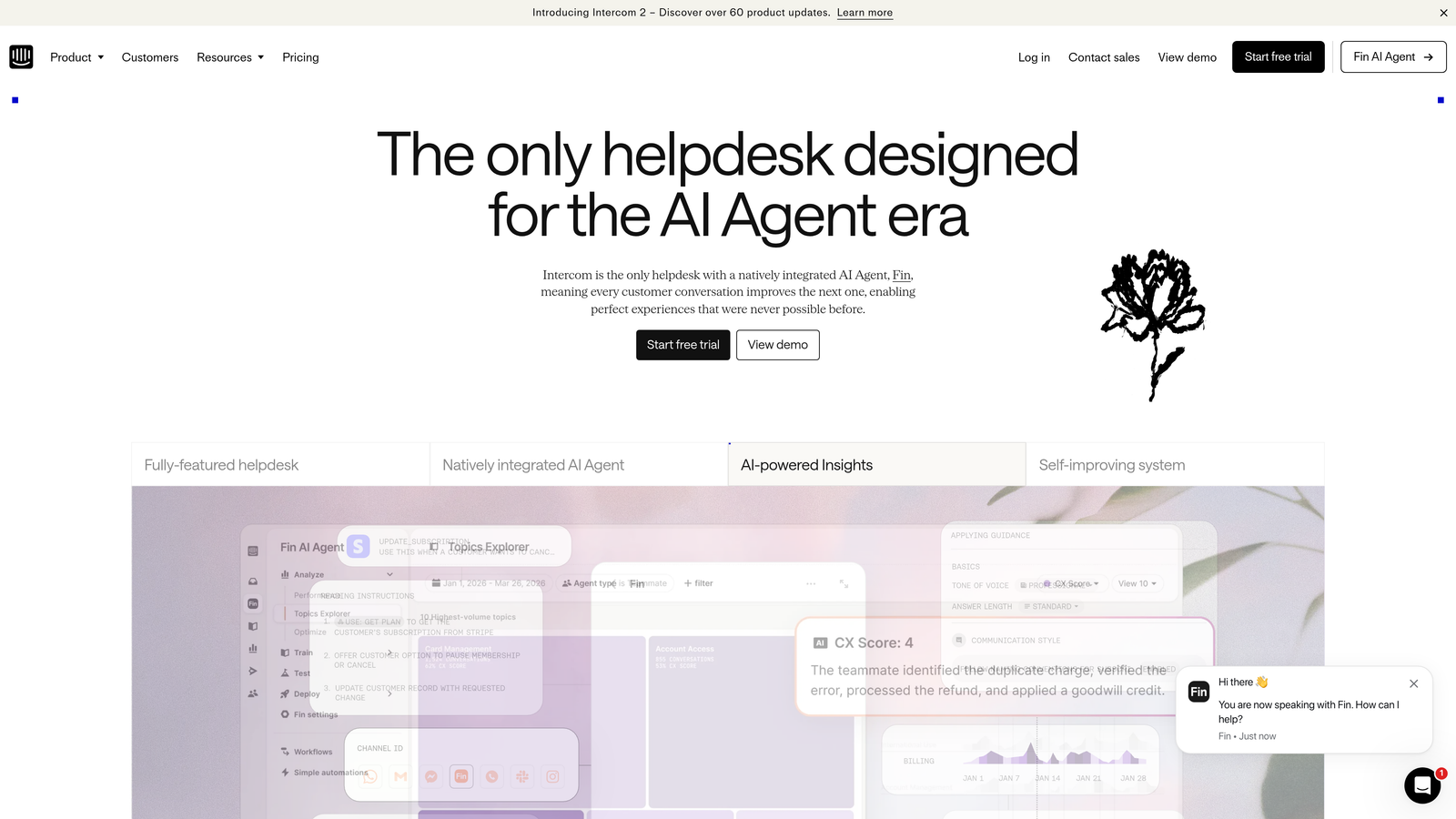 Screenshot of Intercom website
