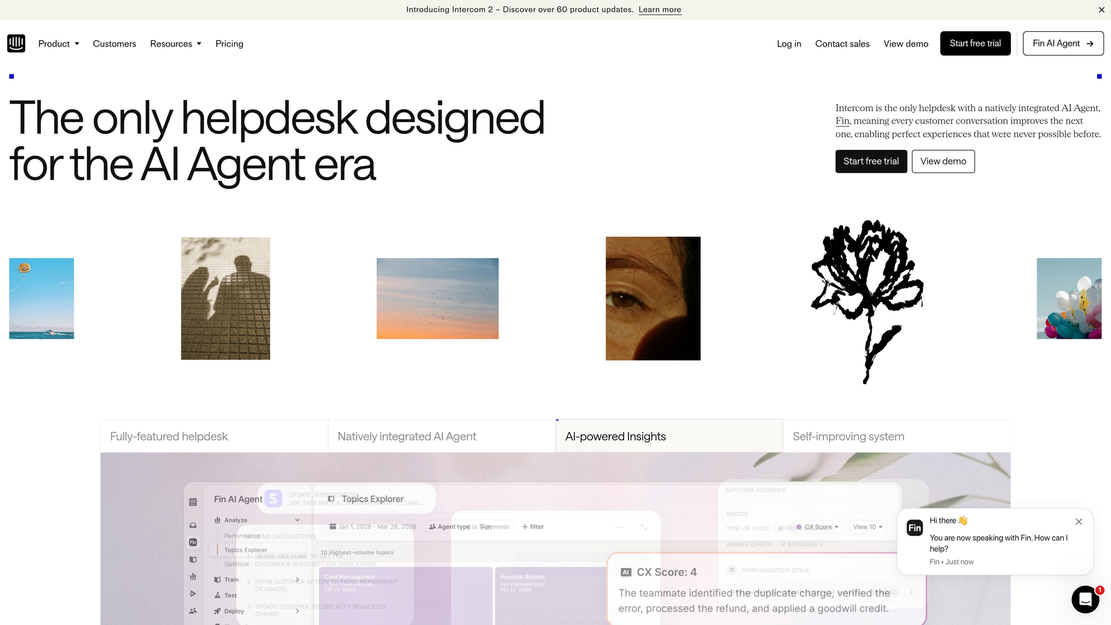 Screenshot of Intercom website