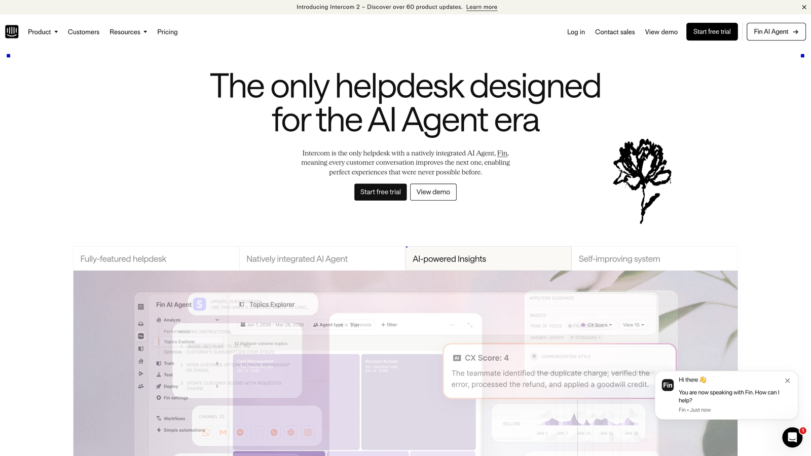 Screenshot of Intercom website