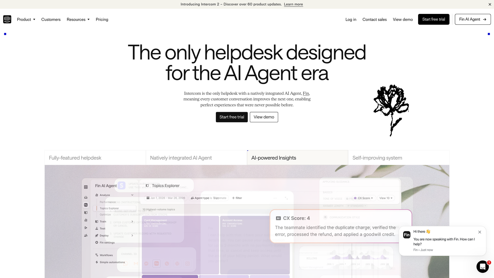 Screenshot of Intercom website