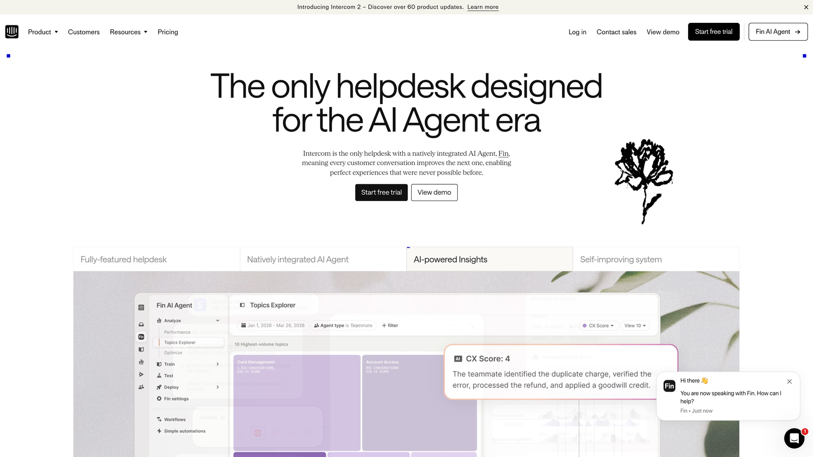 Screenshot of Intercom website