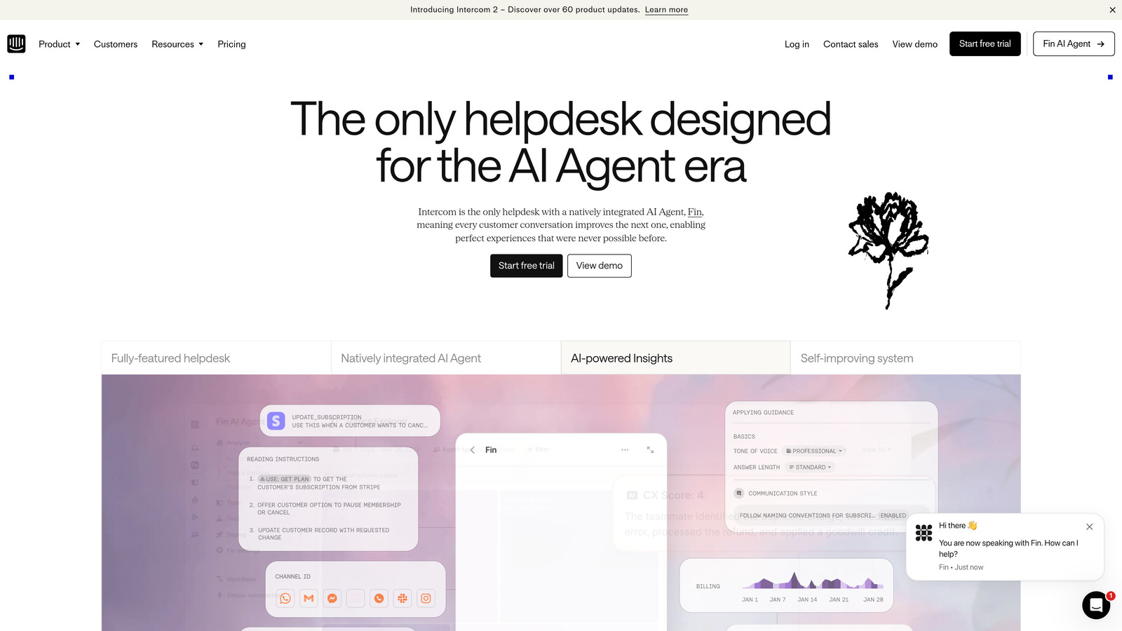 Screenshot of Intercom website