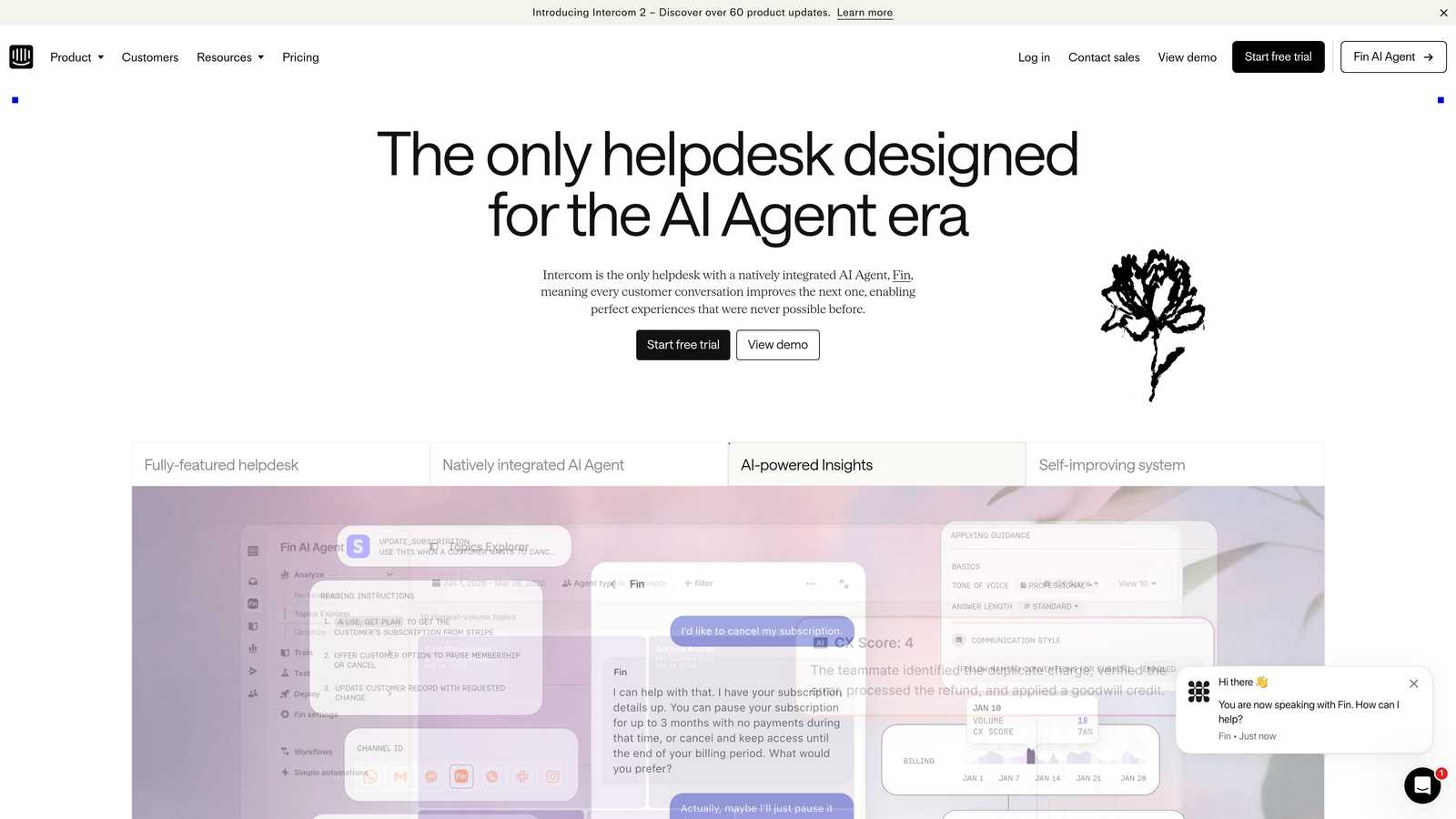 Screenshot of Intercom website