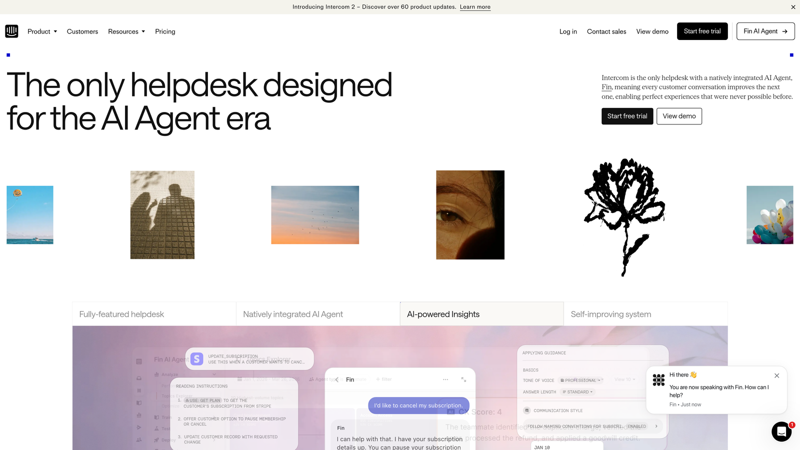 Screenshot of Intercom website