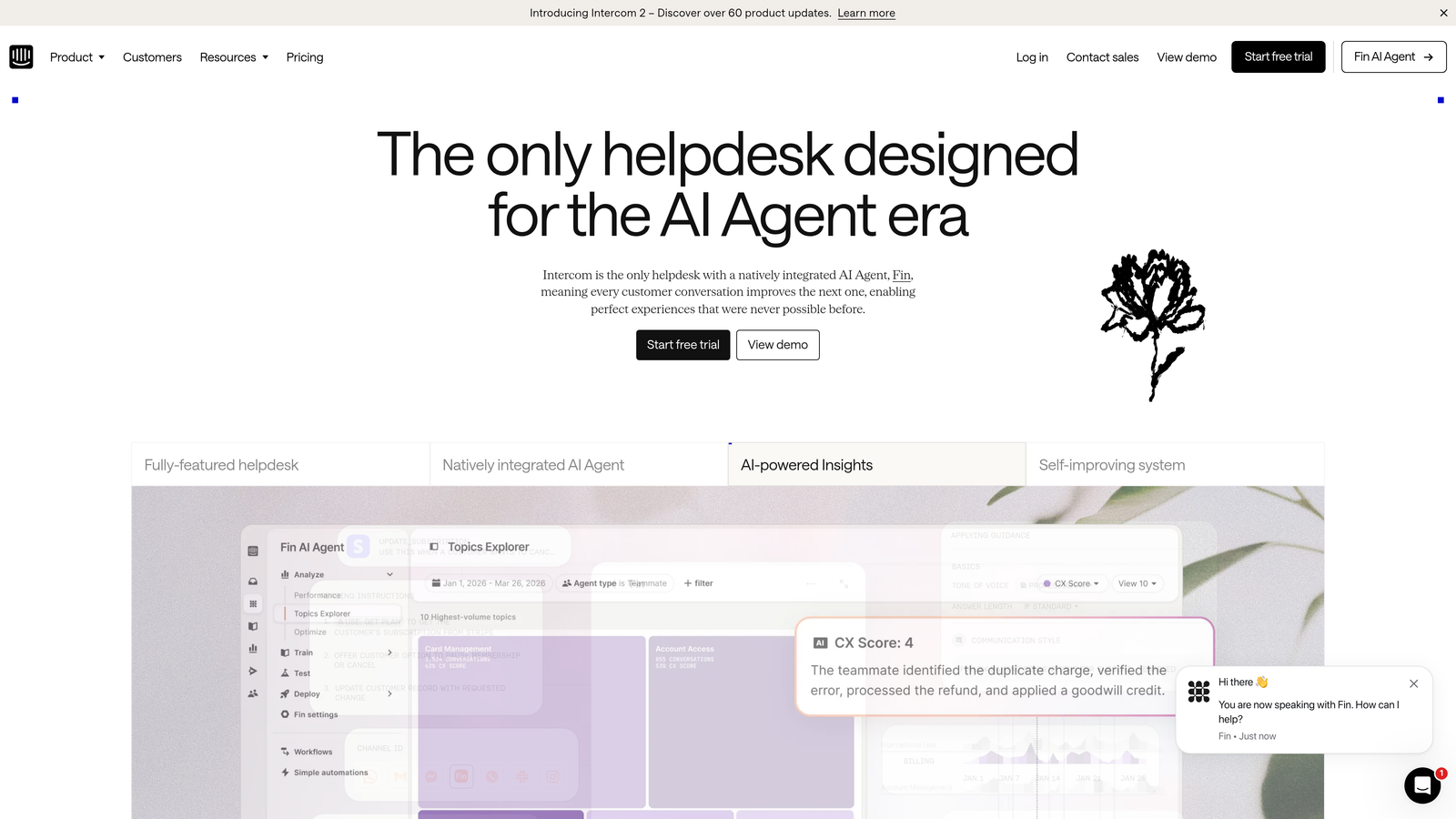 Screenshot of Intercom website