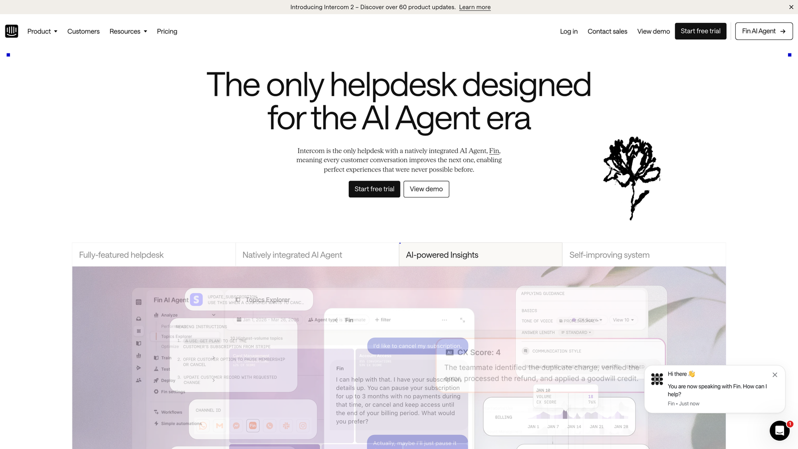 Screenshot of Intercom website