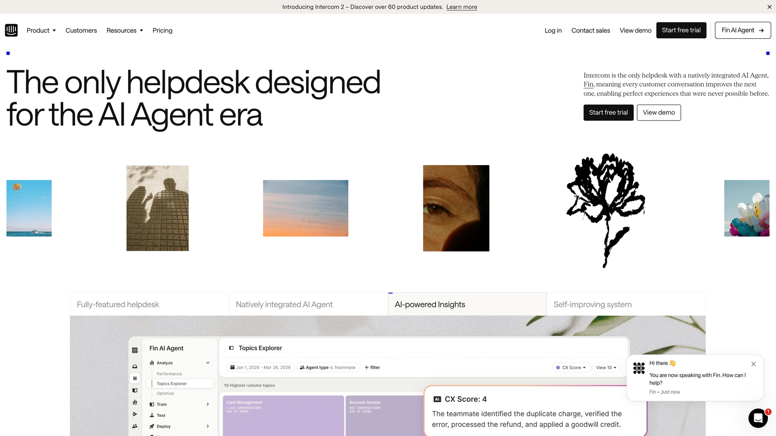 Screenshot of Intercom website