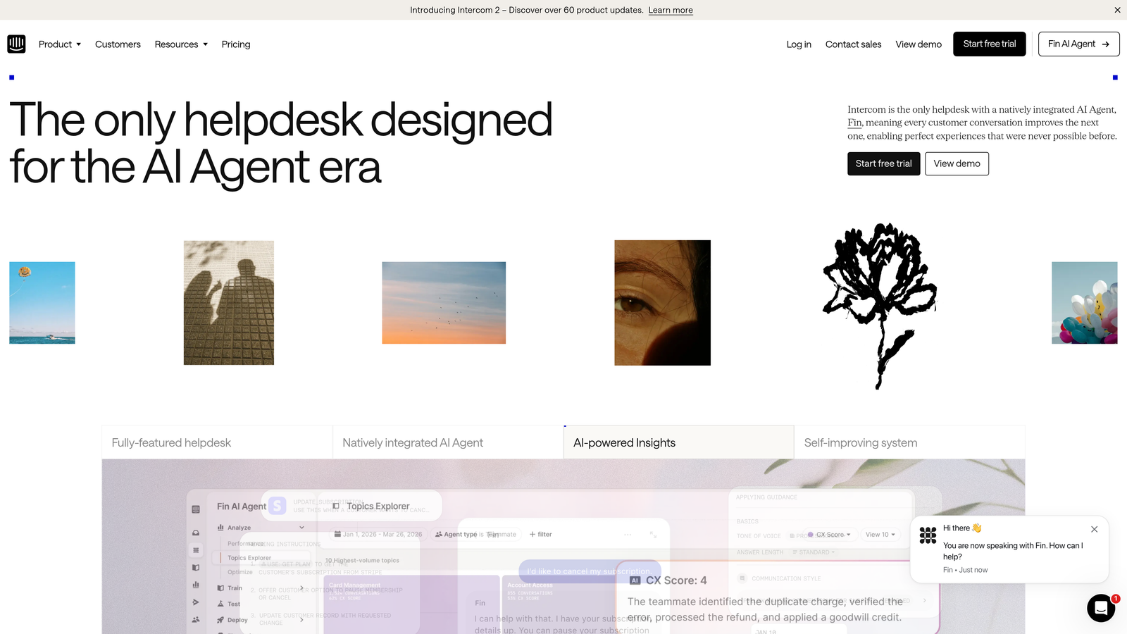 Screenshot of Intercom website
