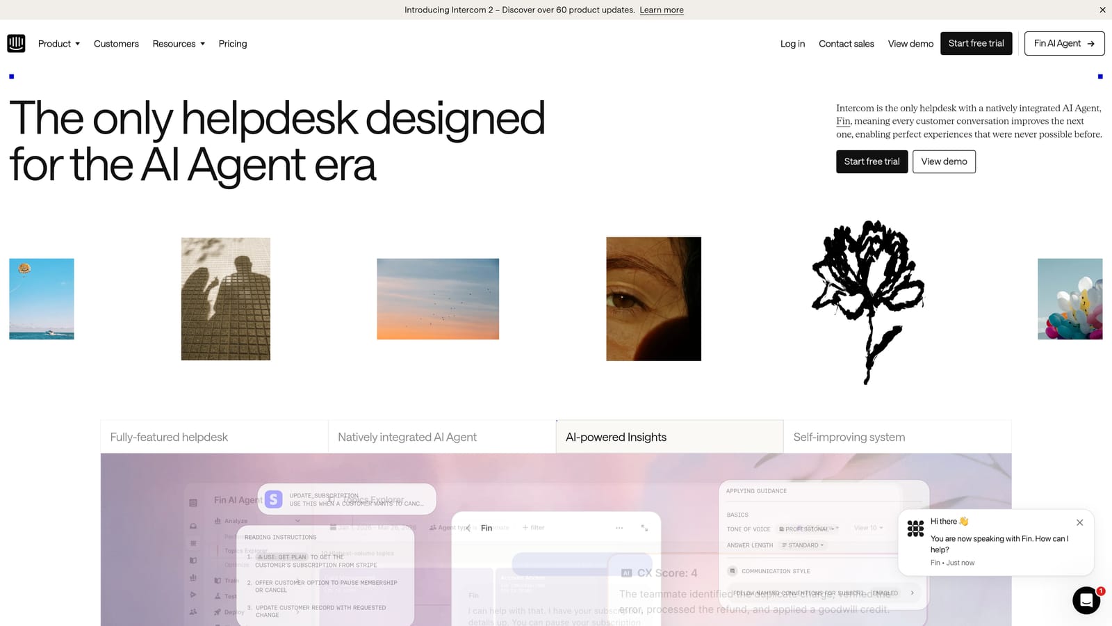 Screenshot of Intercom website