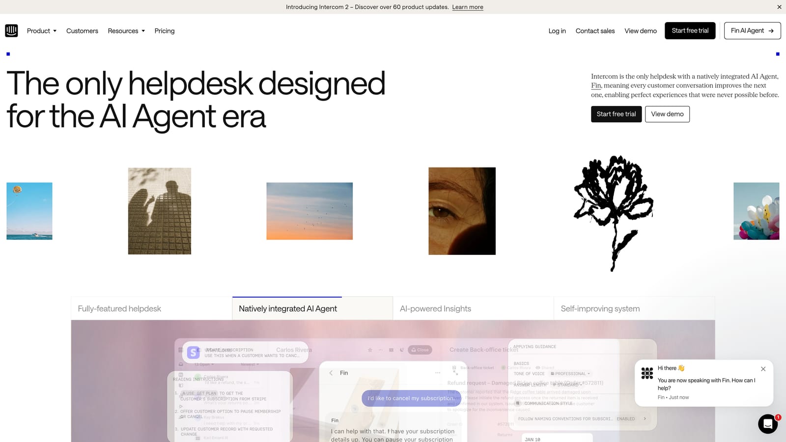 Screenshot of Intercom website