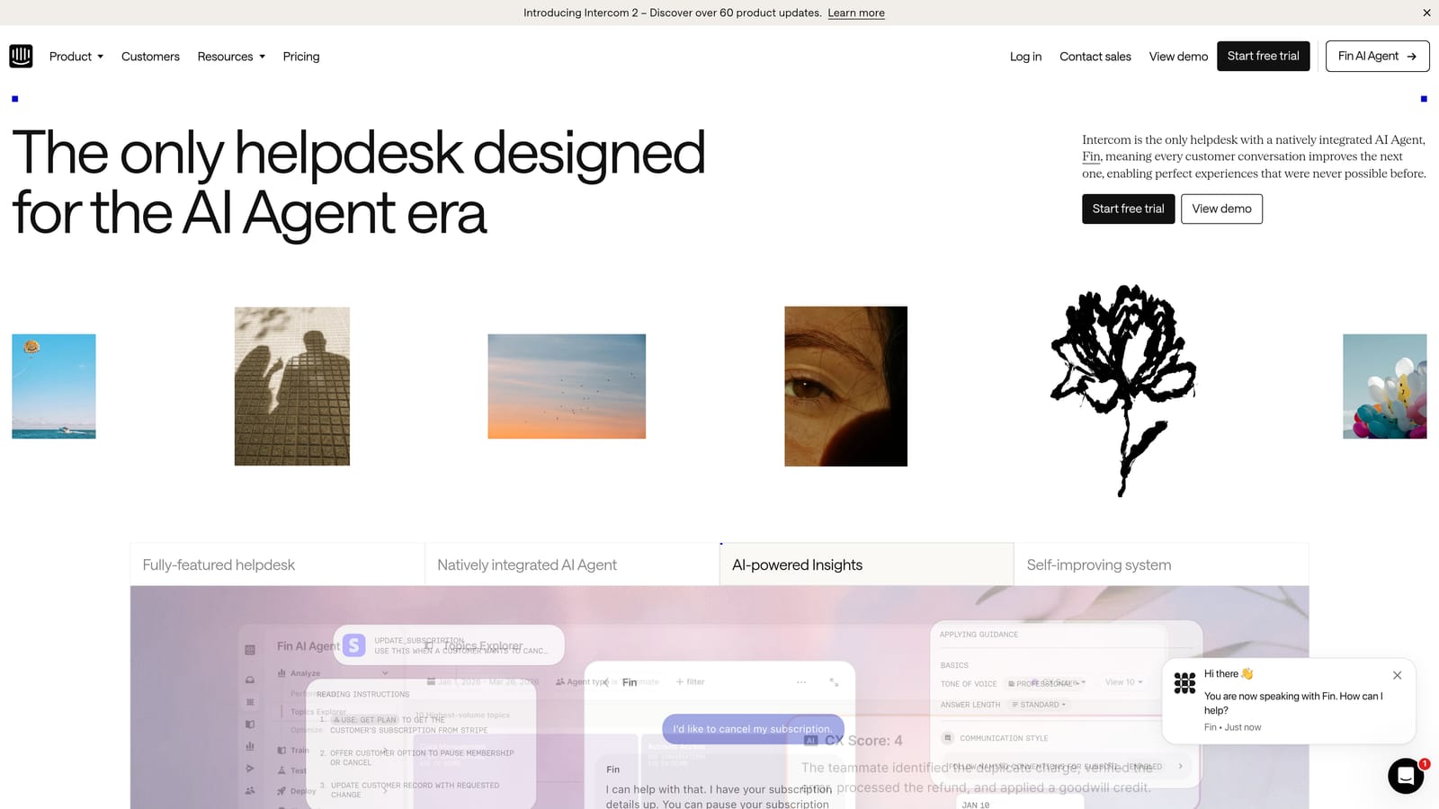 Screenshot of Intercom website