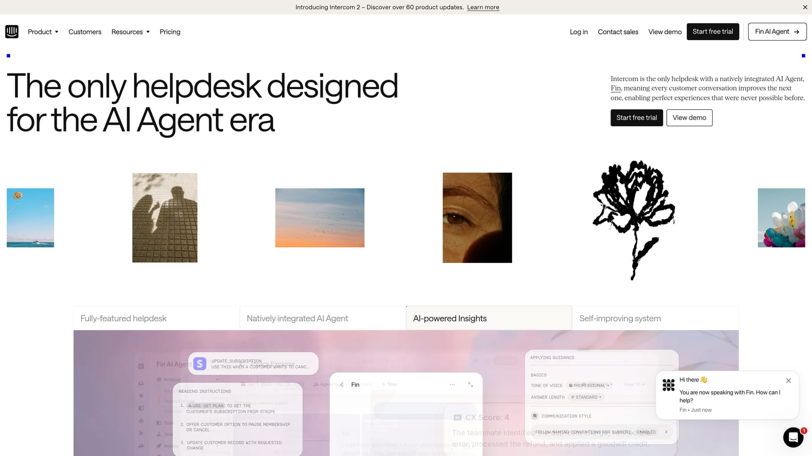 Screenshot of Intercom website