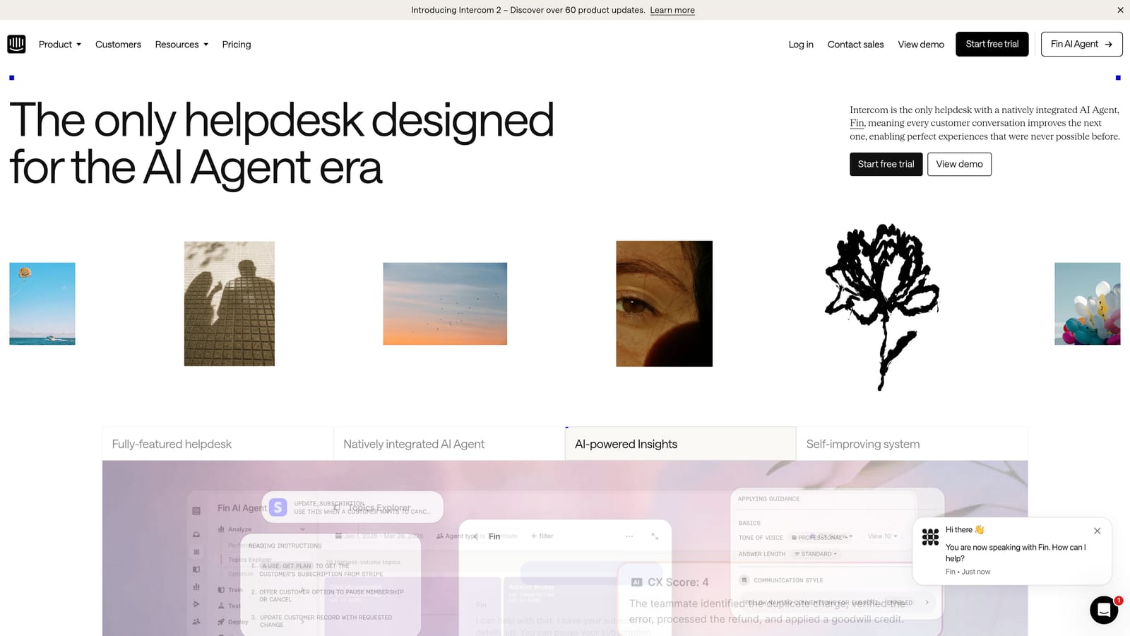 Screenshot of Intercom website