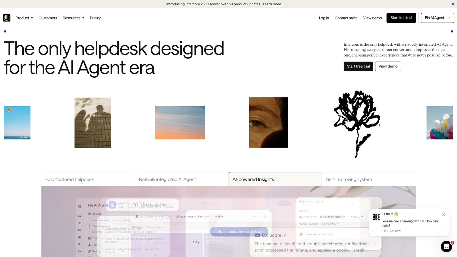 Screenshot of Intercom website