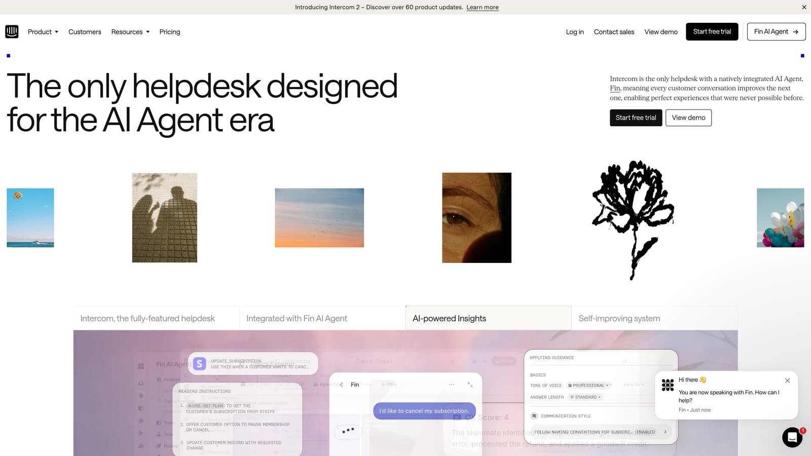 Screenshot of Intercom website