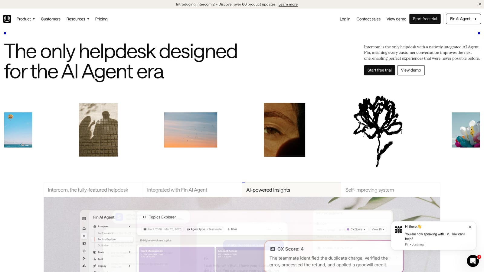 Screenshot of Intercom website