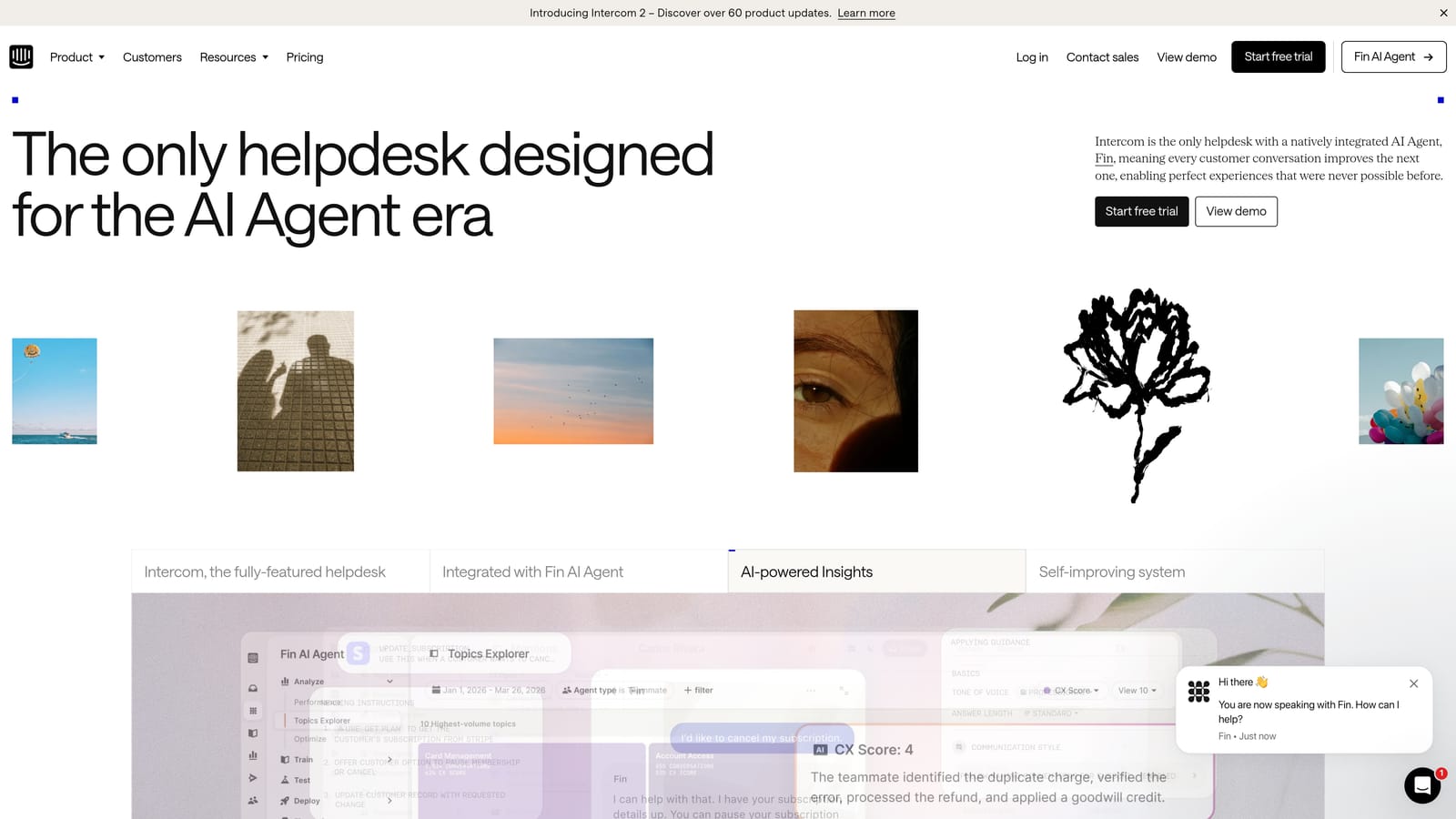 Screenshot of Intercom website