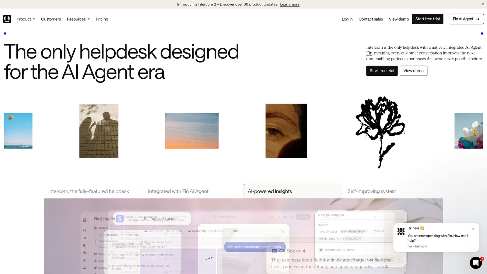 Screenshot of Intercom website