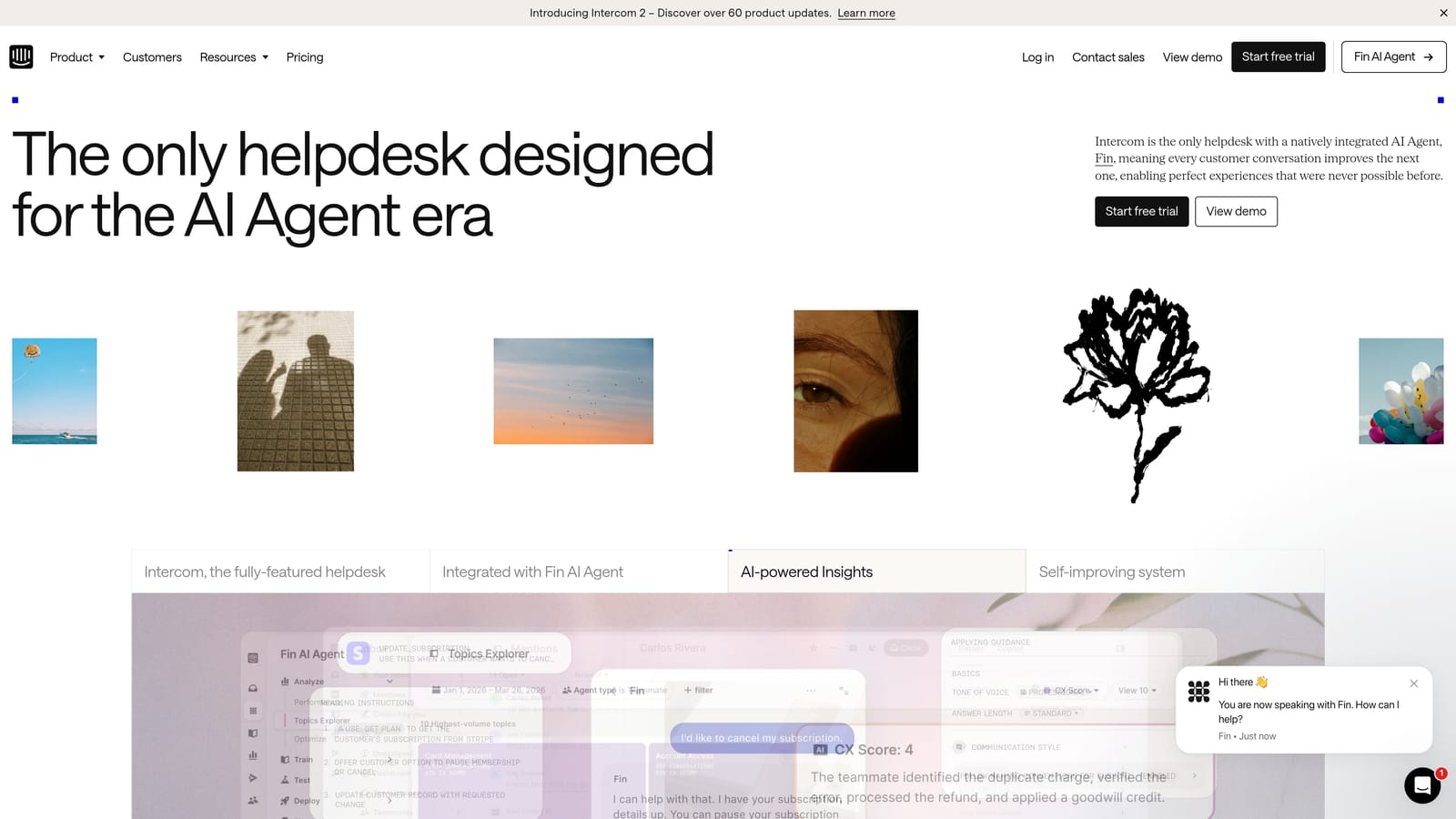 Screenshot of Intercom website