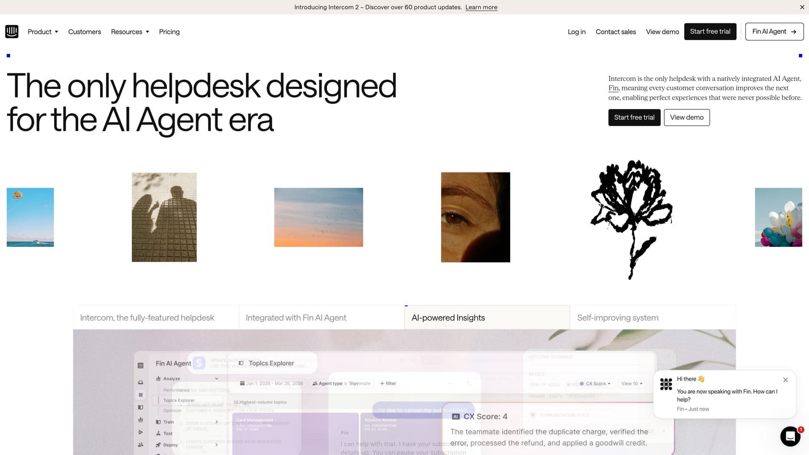 Screenshot of Intercom website