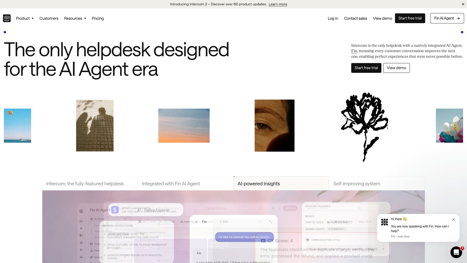 Screenshot of Intercom website