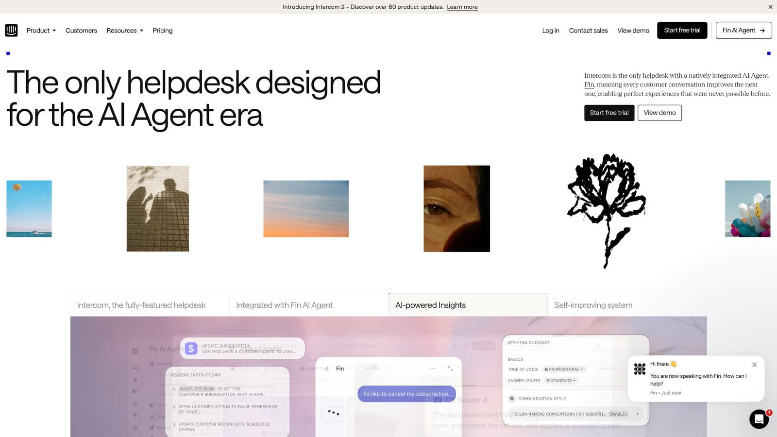 Screenshot of Intercom website