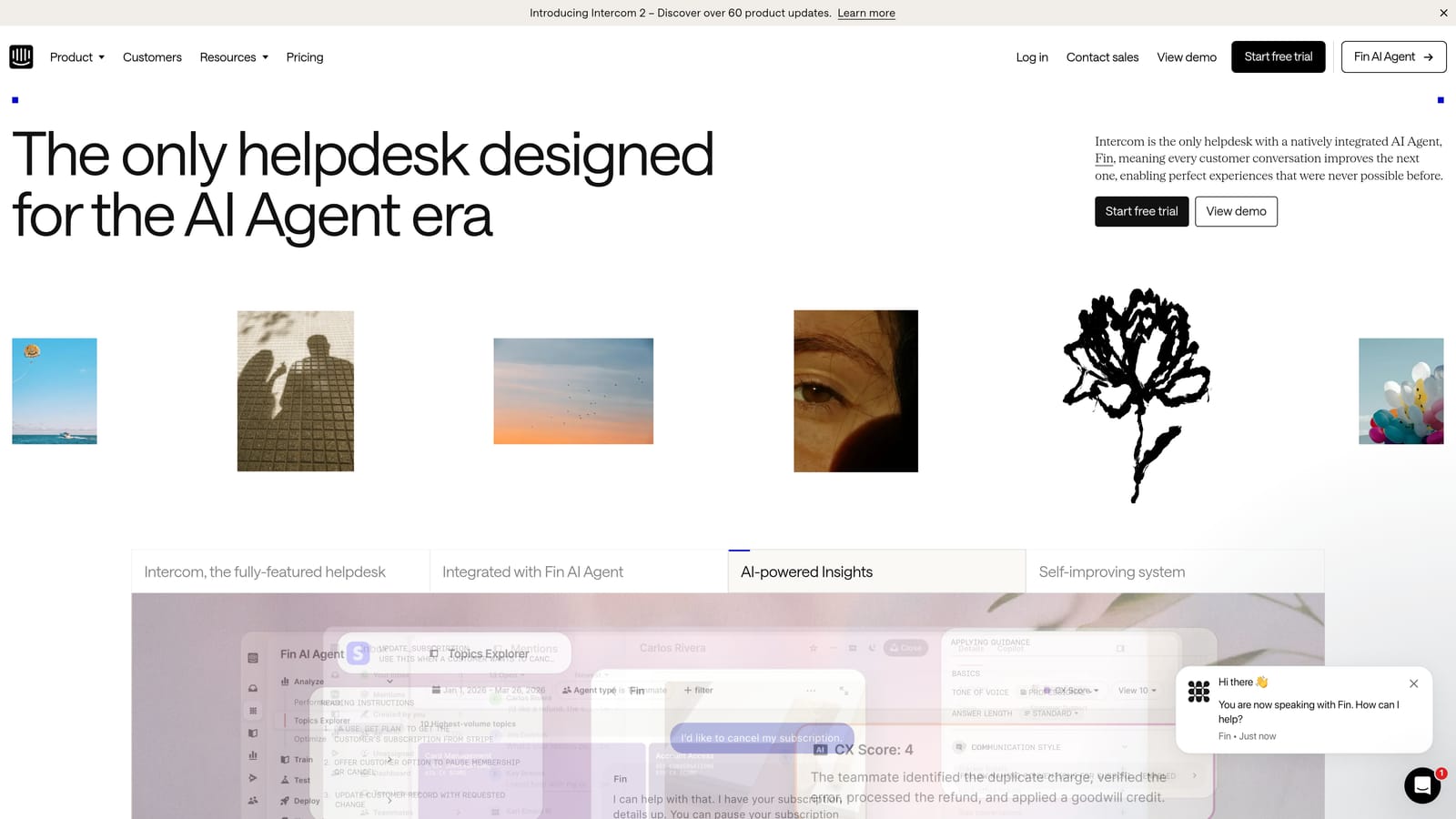 Screenshot of Intercom website