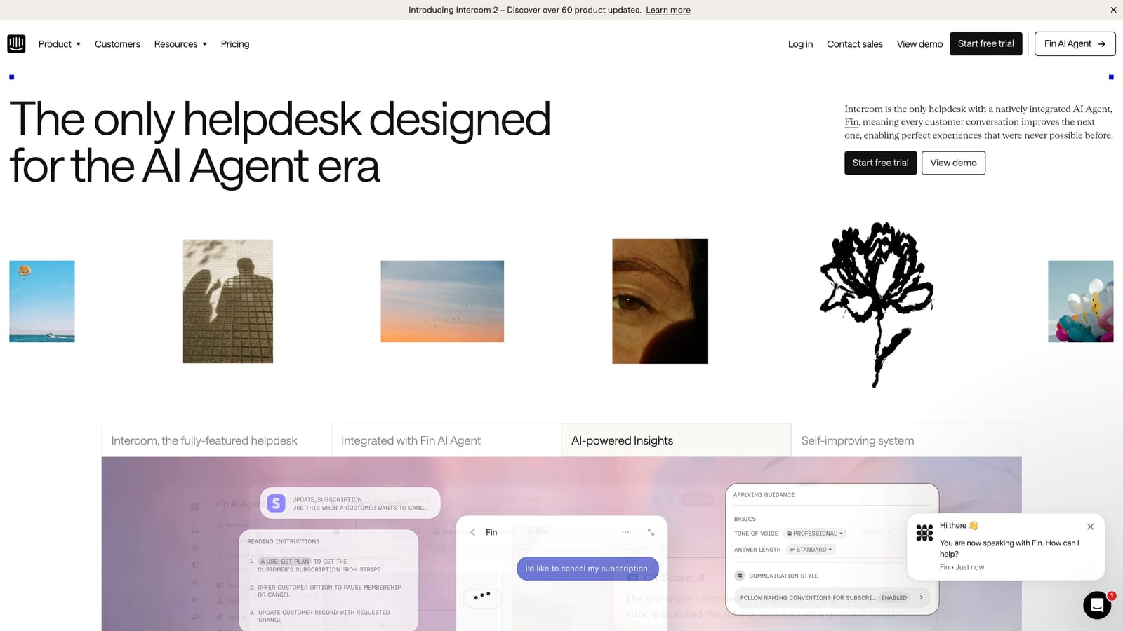 Screenshot of Intercom website