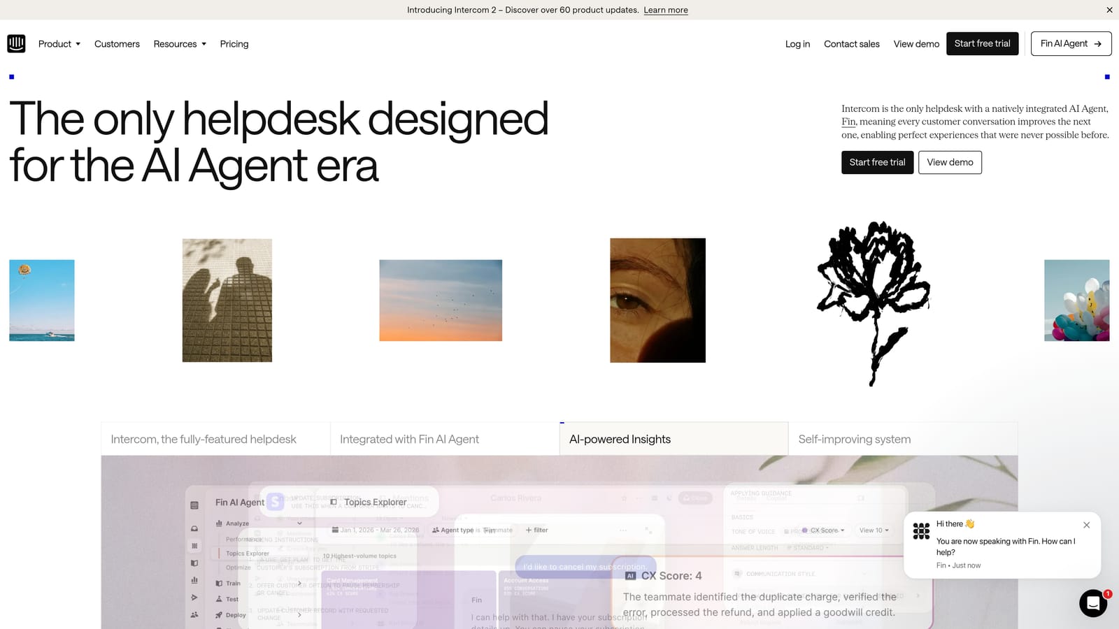 Screenshot of Intercom website