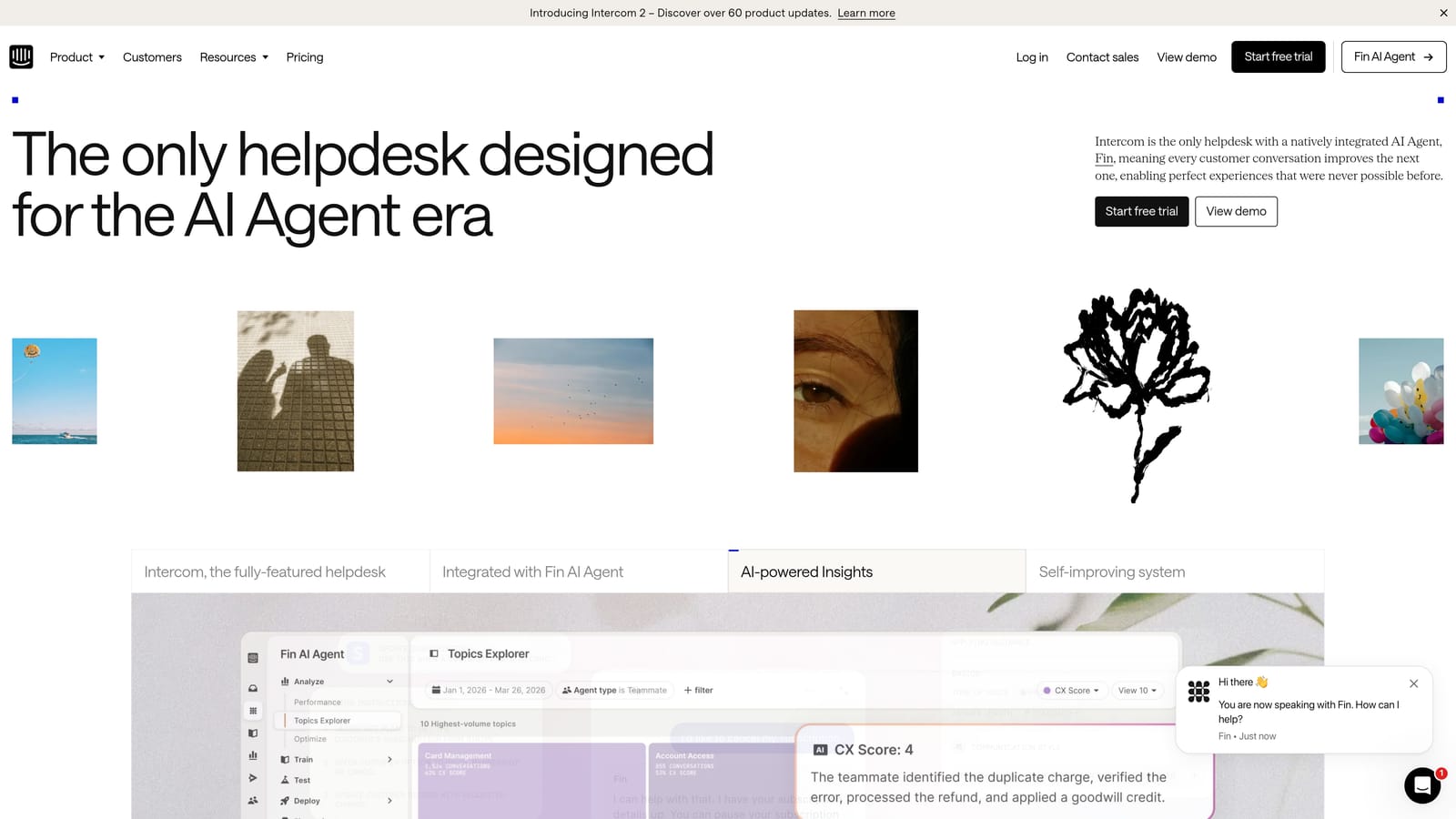Screenshot of Intercom website