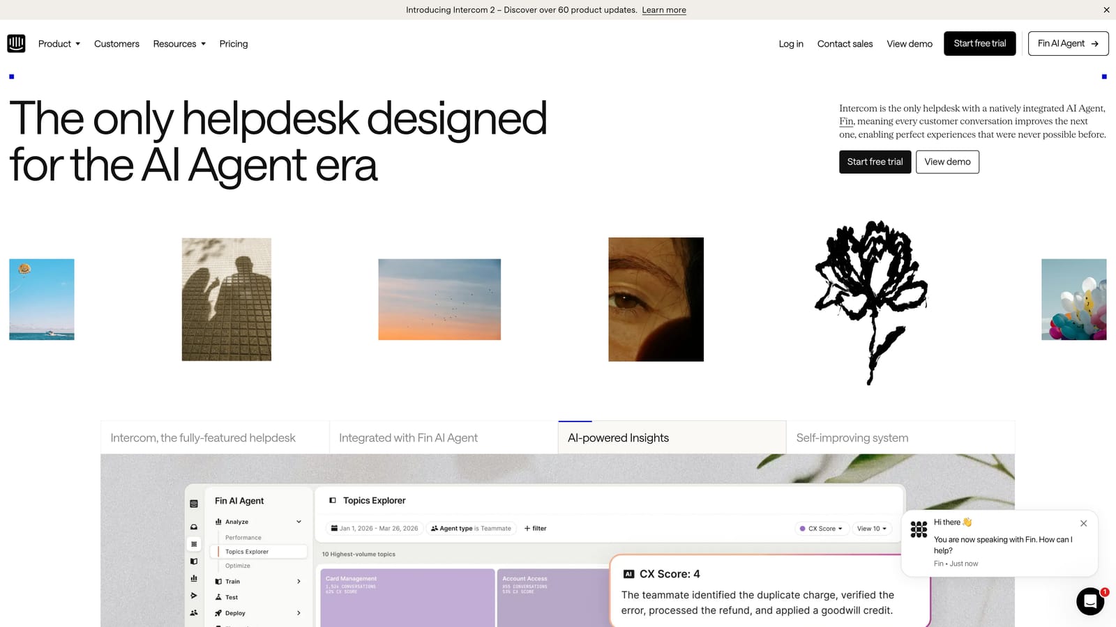 Screenshot of Intercom website