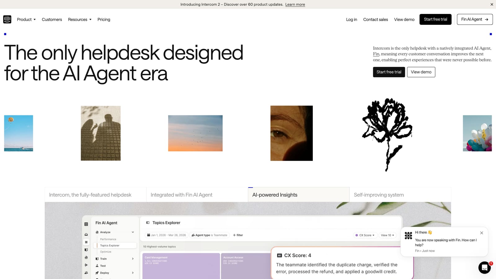 Screenshot of Intercom website