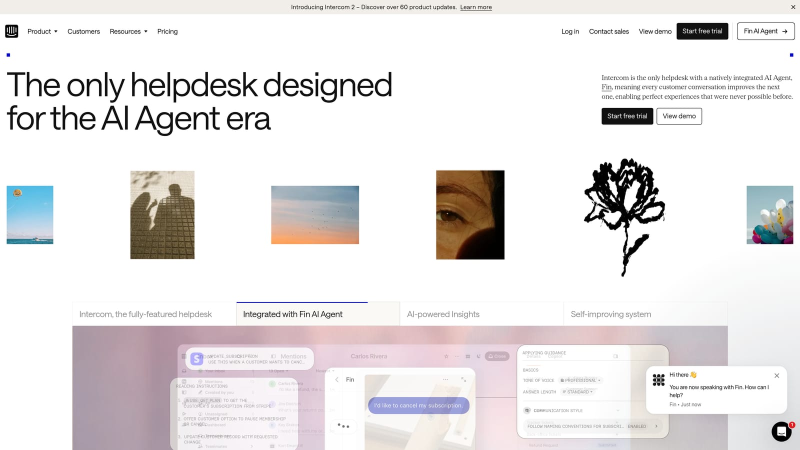 Screenshot of Intercom website