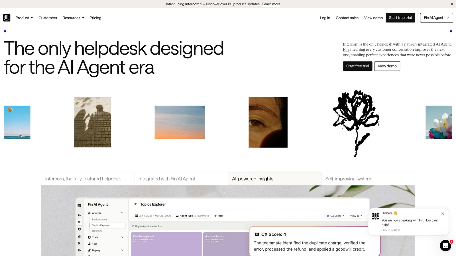 Screenshot of Intercom website