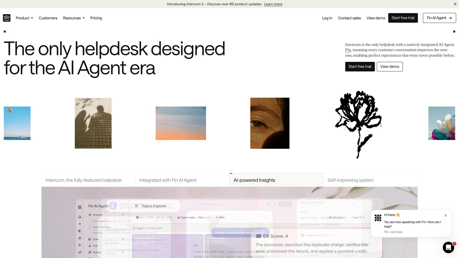 Screenshot of Intercom website