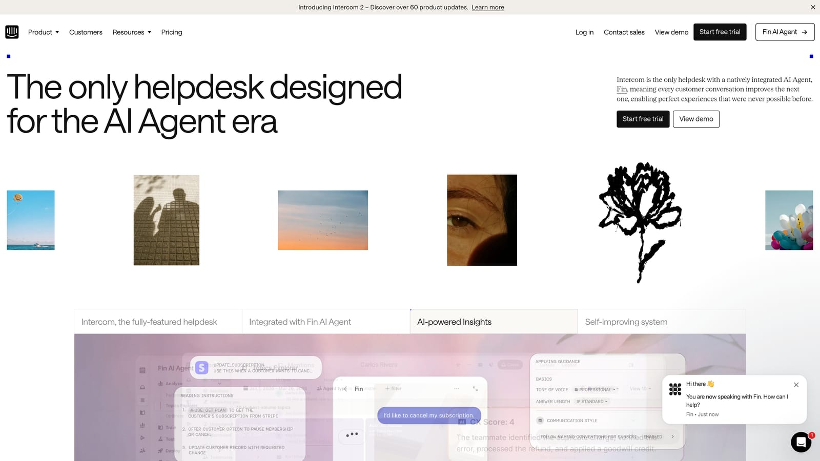Screenshot of Intercom website