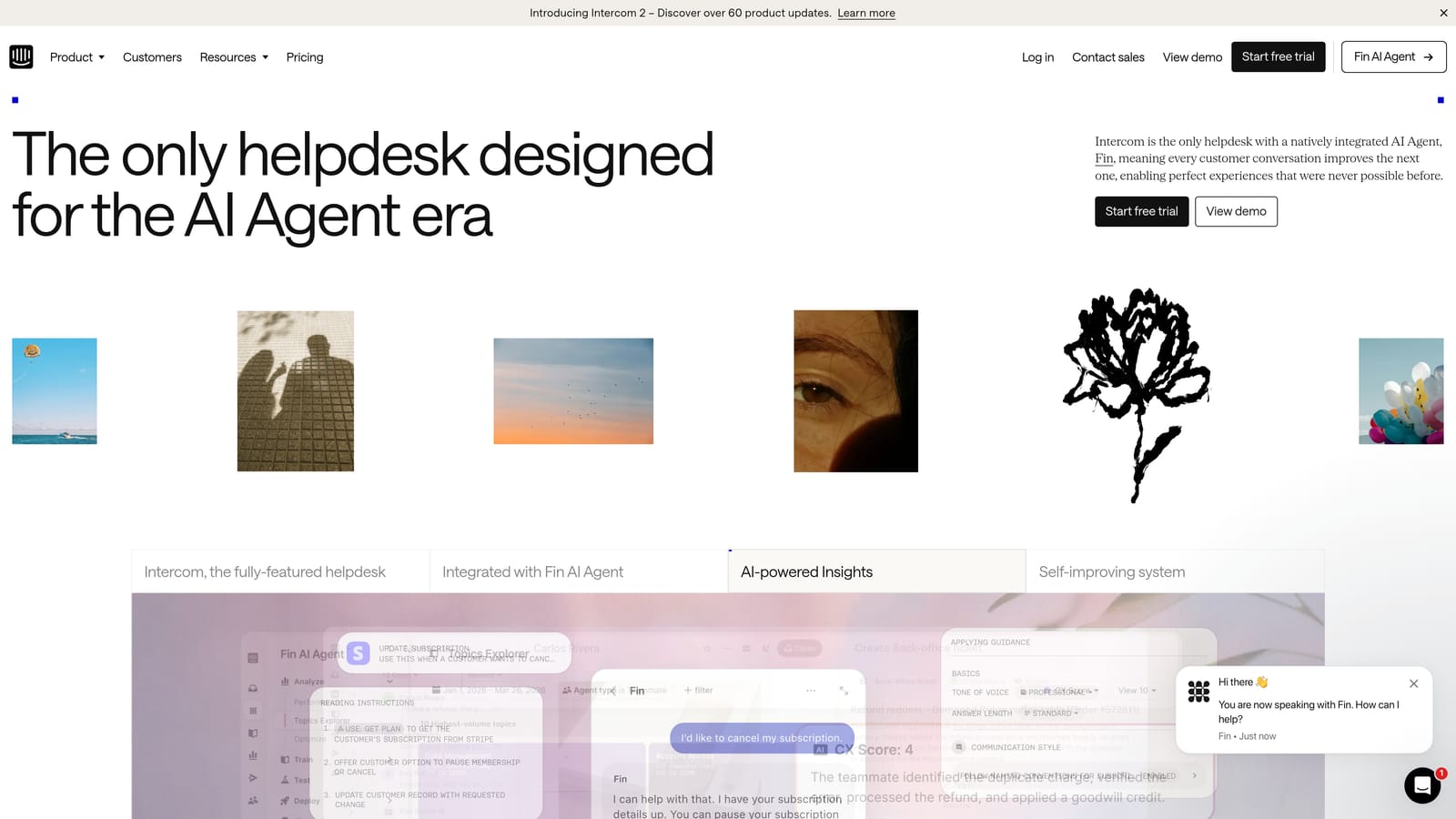 Screenshot of Intercom website