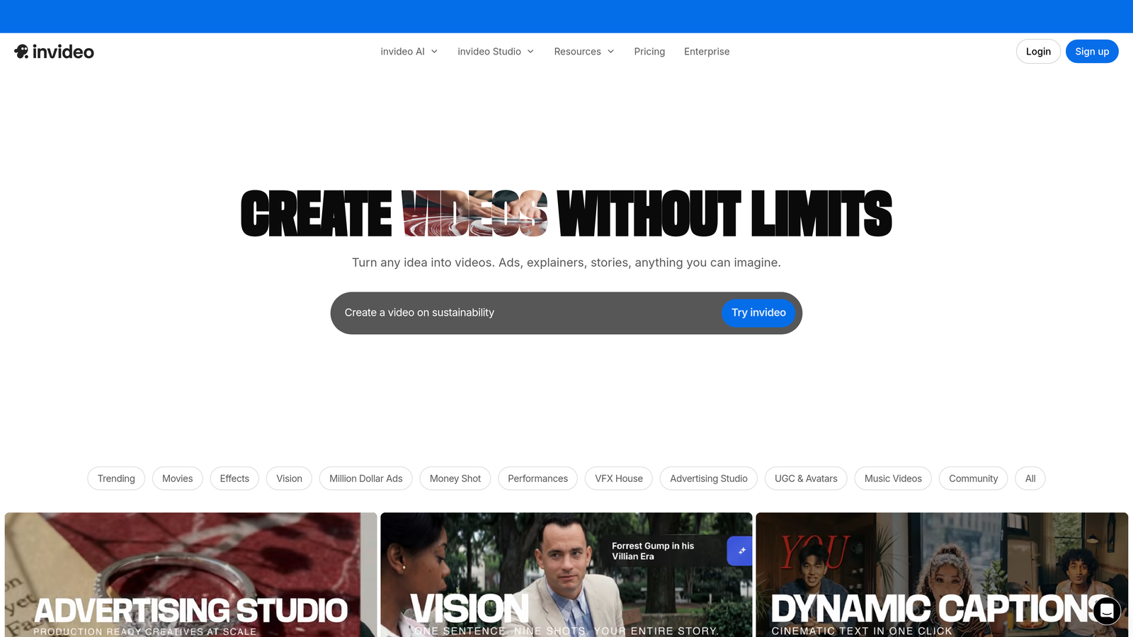 Screenshot of InVideo AI website