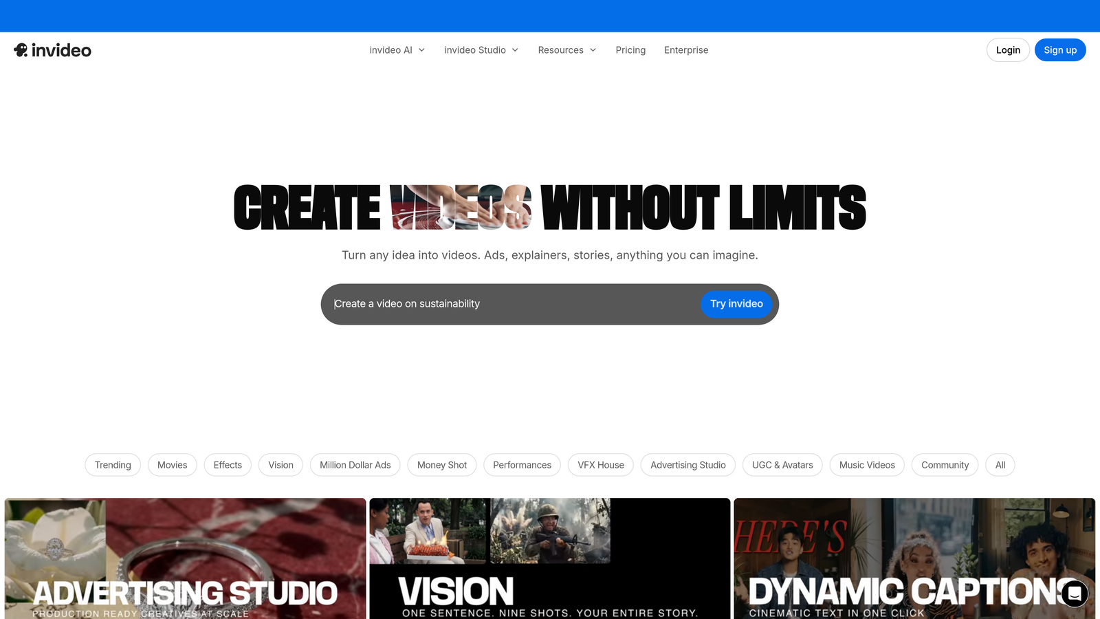 Screenshot of InVideo AI website