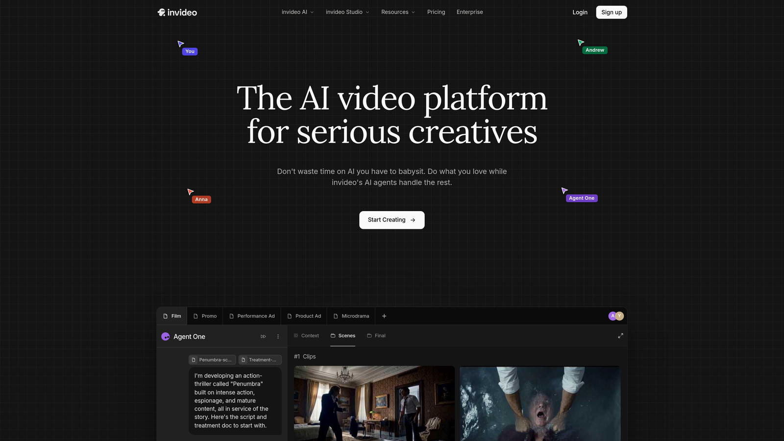 Screenshot of InVideo AI website