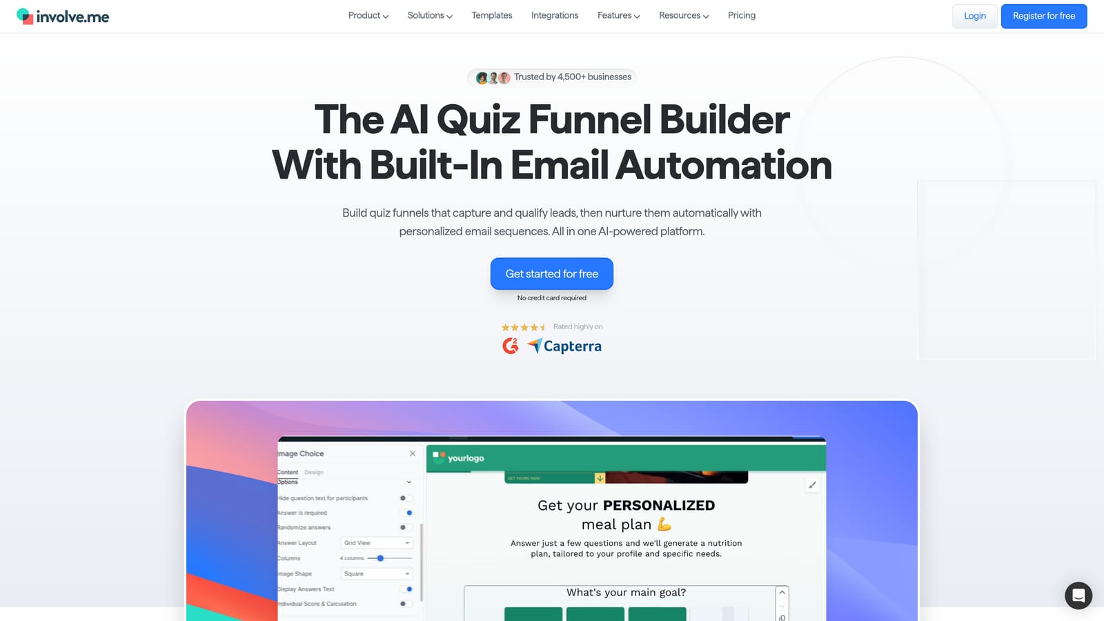 Screenshot of Involve.me website