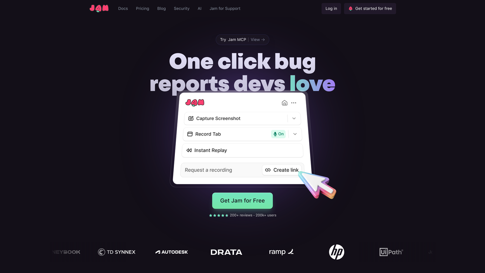 Screenshot of Jam website