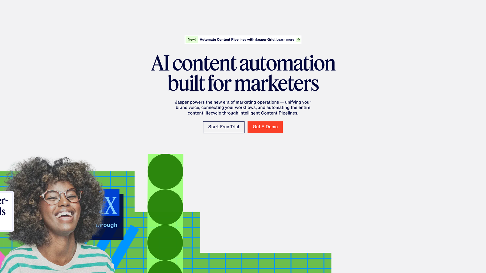 Screenshot of Jasper AI website homepage