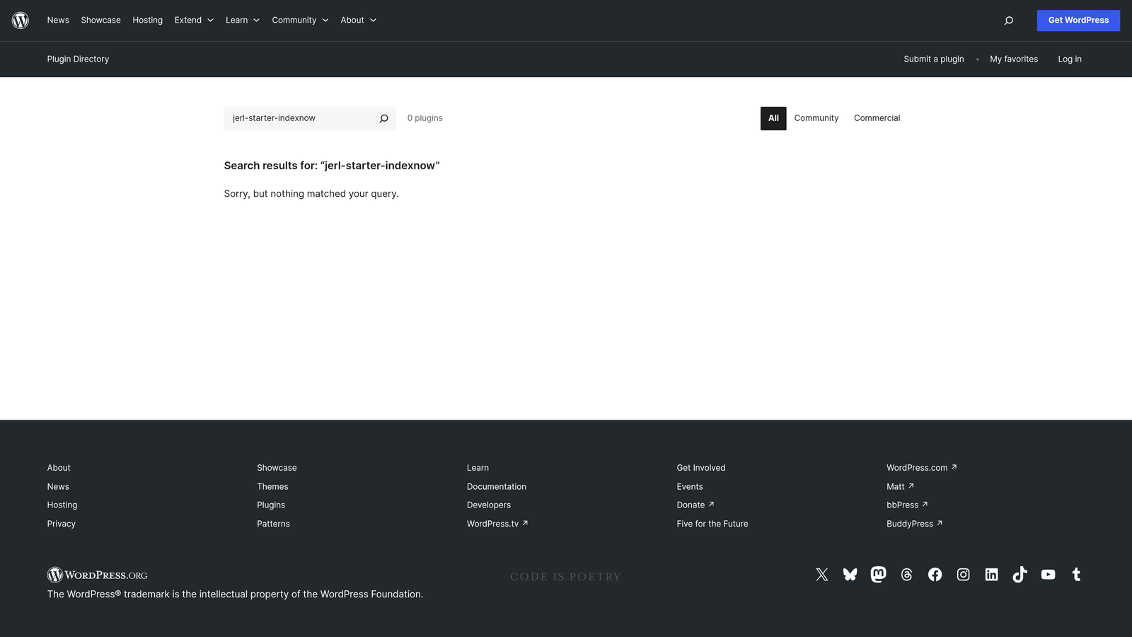 Screenshot of JERL Starter IndexNow website